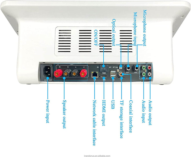 Karaoke System with Touch Screen Display, Speaker Set, and Dual Wireless Mics